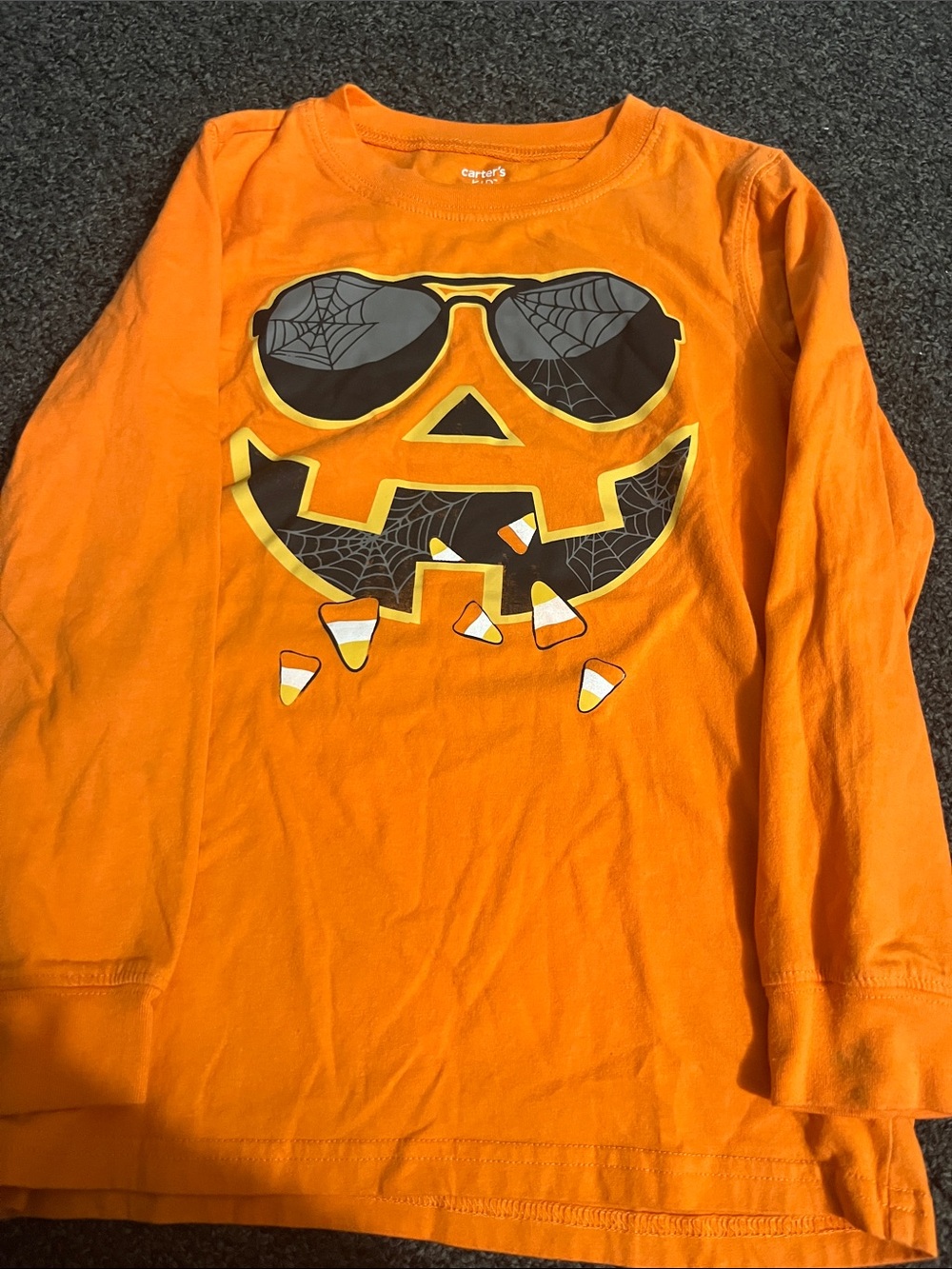 Carter's Orange Long-Sleeve Halloween Jack-O'-Lantern Tee